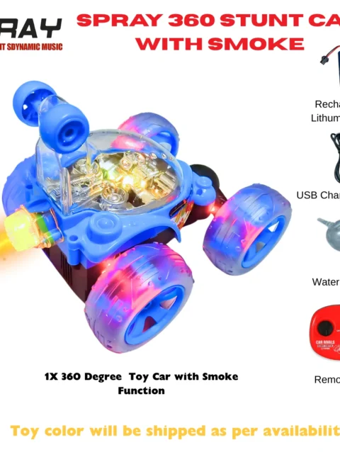 ToyBoi RC Stunt Car – 360° Rotating with Lights, Bluetooth App & Smoke