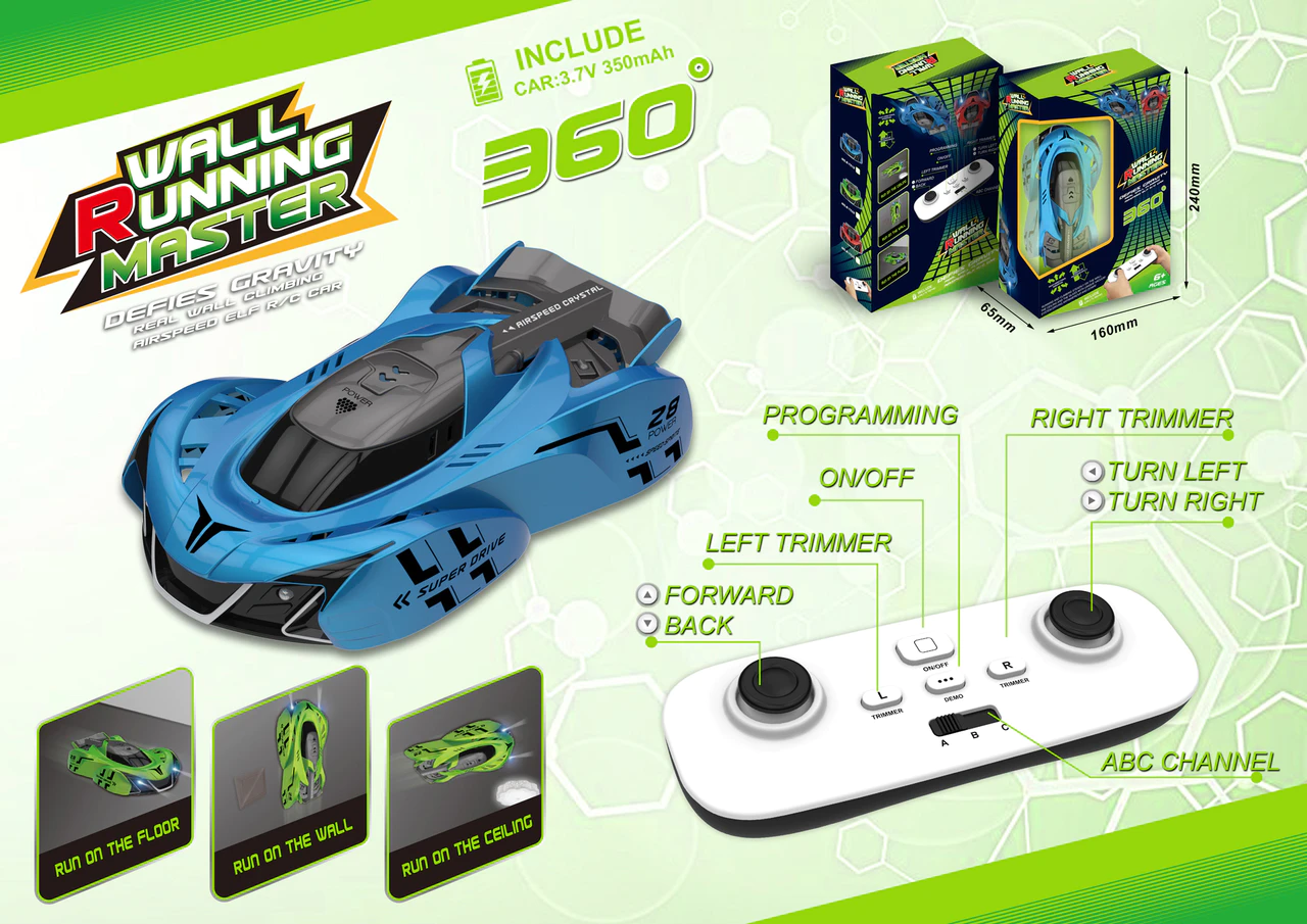 Wall Running Master Remote Control Car RC Car Wall Climber - Ages 6+